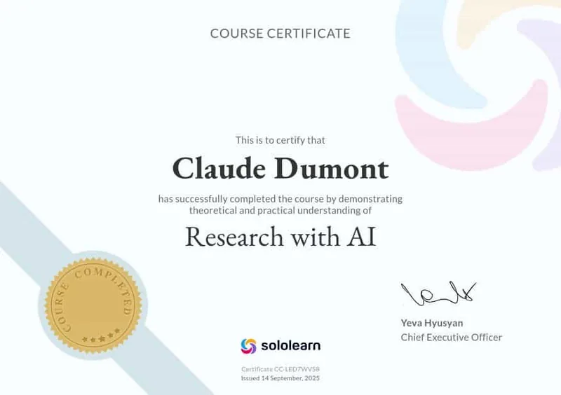 Research with AI Sololearn Zertifikat: Research with AI